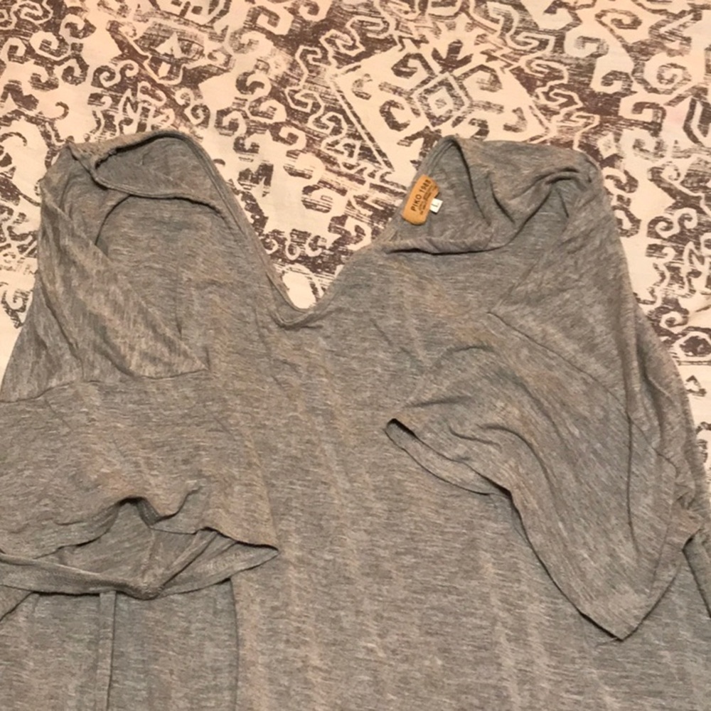 Gray double-v tee